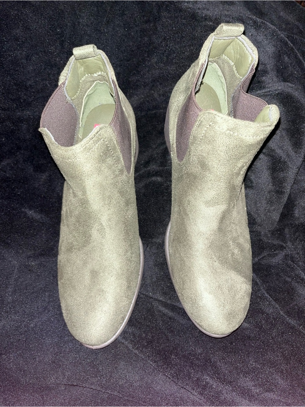 Olive Suede Chelsea Booties for Women
